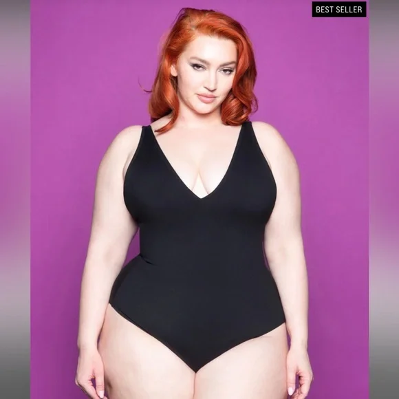 TA3 black plunging one piece swimsuit - Picture 3 of 9